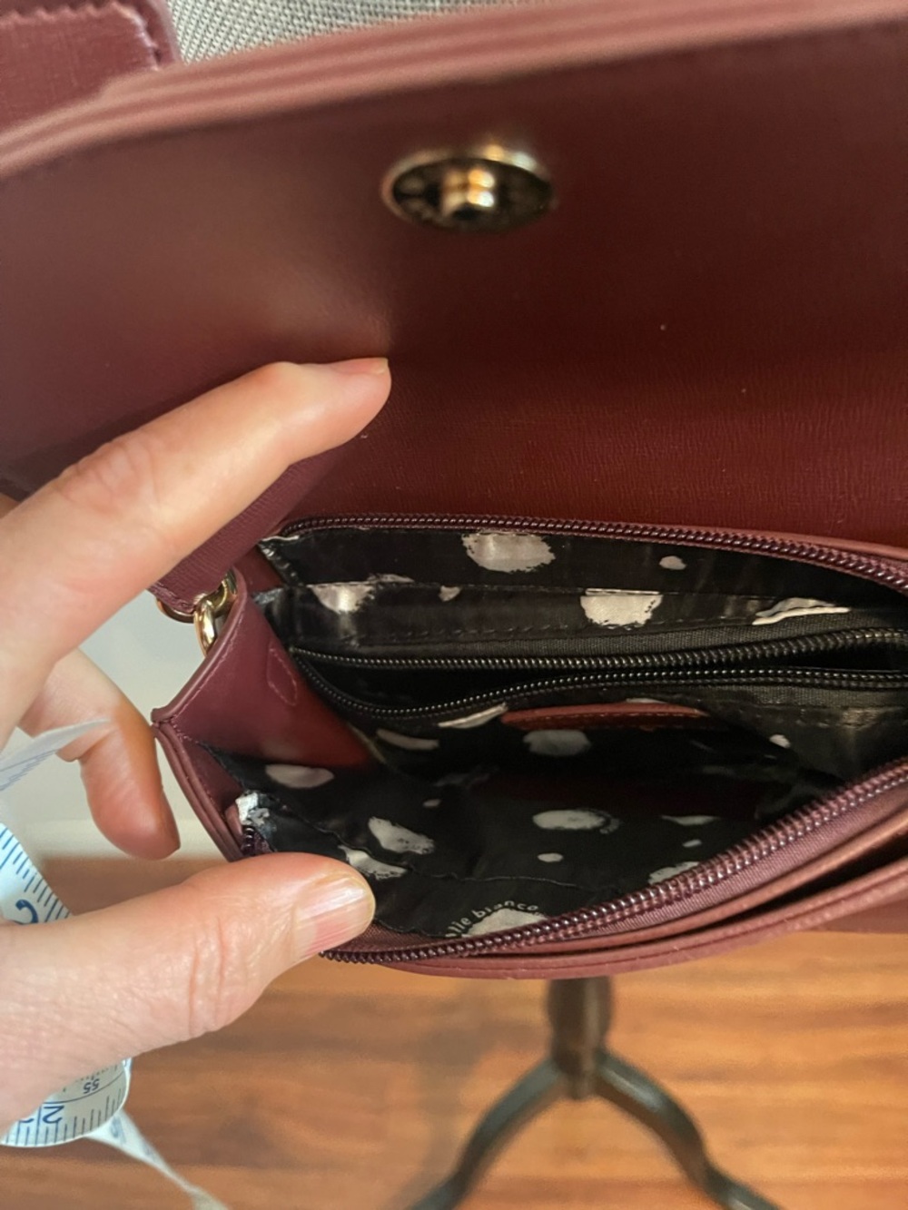 Melie Bianco Wine Red Crossbody with Gold Hardware - Picture 11 of 15